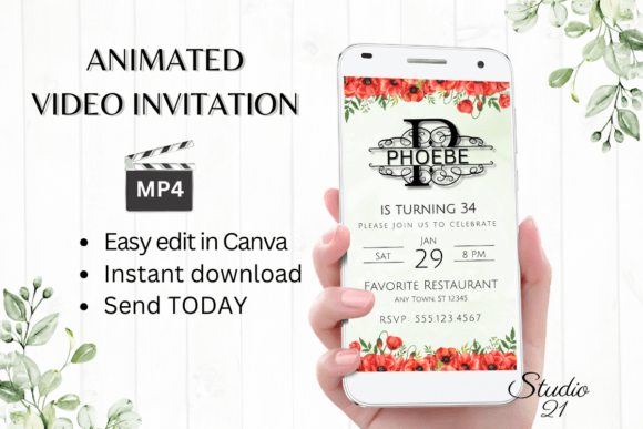 Birthday Invitation (Monogram Letter P): The Animated Digital Template