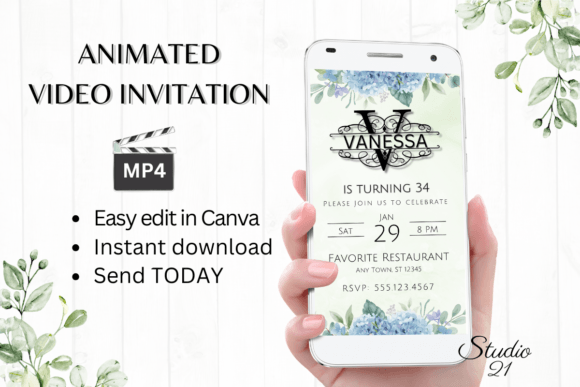 Birthday Invitation (Monogram Letter V): A Modern Script for Celebrations