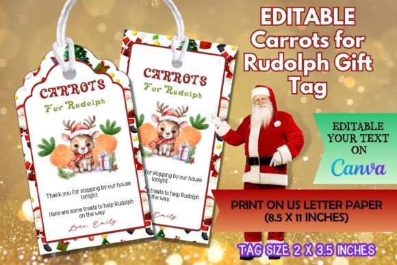 Crafting Festive Cheer with Editable Carrots for Rudolph Gift Tag