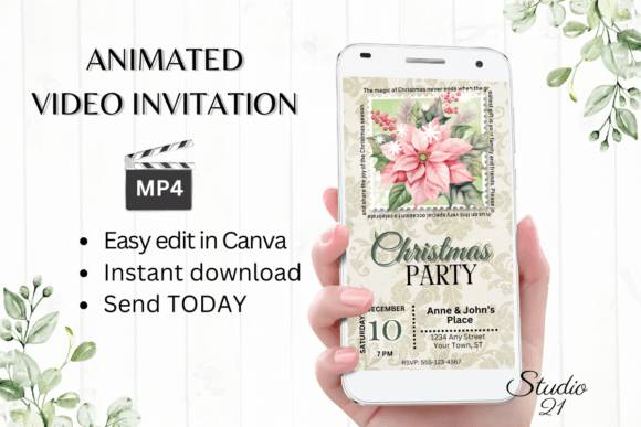 Elegant Christmas Invitation W/Animation: A Festive Digital Design Solution