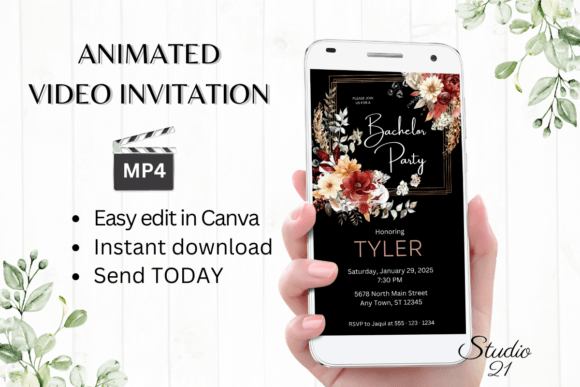 Fall Bachelor Party Invite W5153: A Modern Type Solution