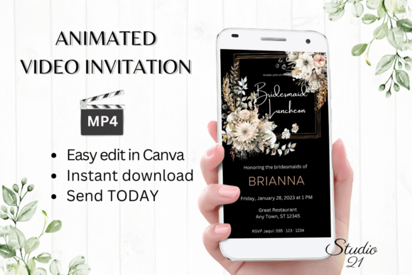 Fall Bridesmaid Luncheon W4163BL: A Digital Invitation Template for Autumn Celebrations