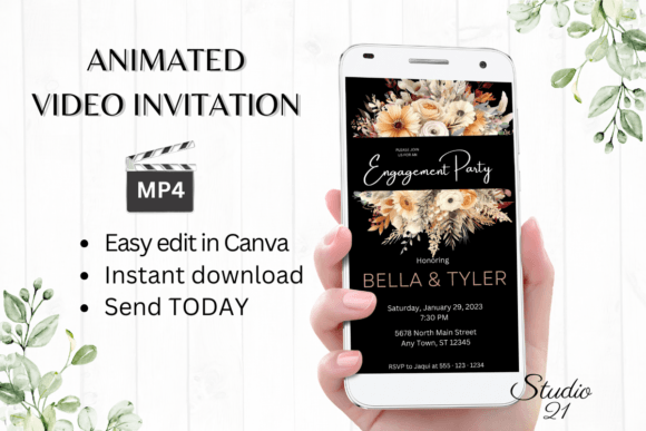 Fall Engagement Party Invite W1167: Set the Tone for Your Autumn Celebration
