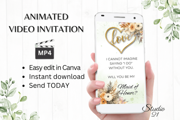 Fall Maid of Honor Proposal W3160MH: A Warm Digital Template