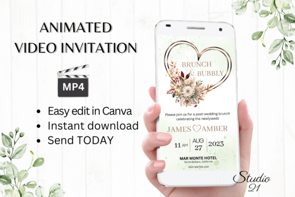 Fall Wedding Brunch Invite W9168: A Digital Template for Autumn Nuptials