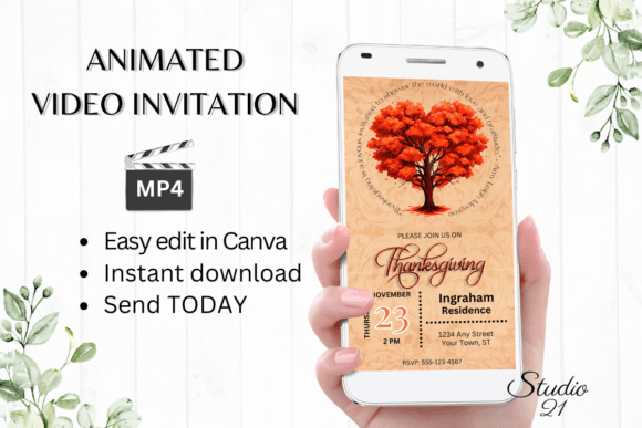 Smartphone Animated Thanksgiving Invite: Effortless Holiday Hosting