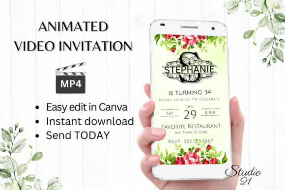 Stunning S Monogram Birthday Invitation: Digital & Animated