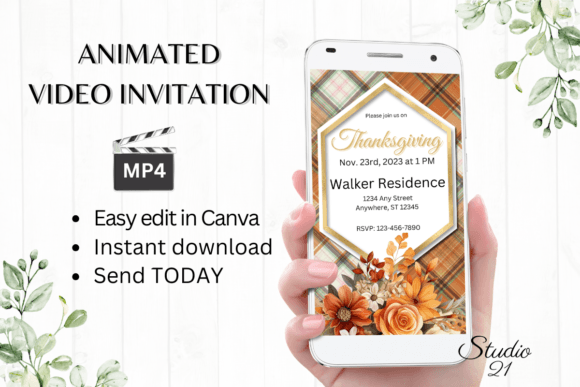 Thanksgiving Invitation: Animated Digital Templates